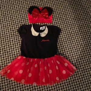 Like new Baby Gap Minnie Mouse dress with Sequin mouse ears Headband